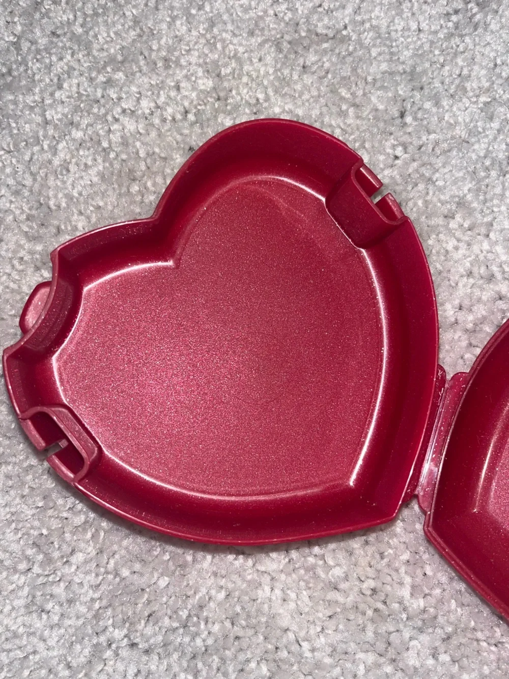 Tupperware brand sparkly Red heart-shaped container with glittery finish #heart